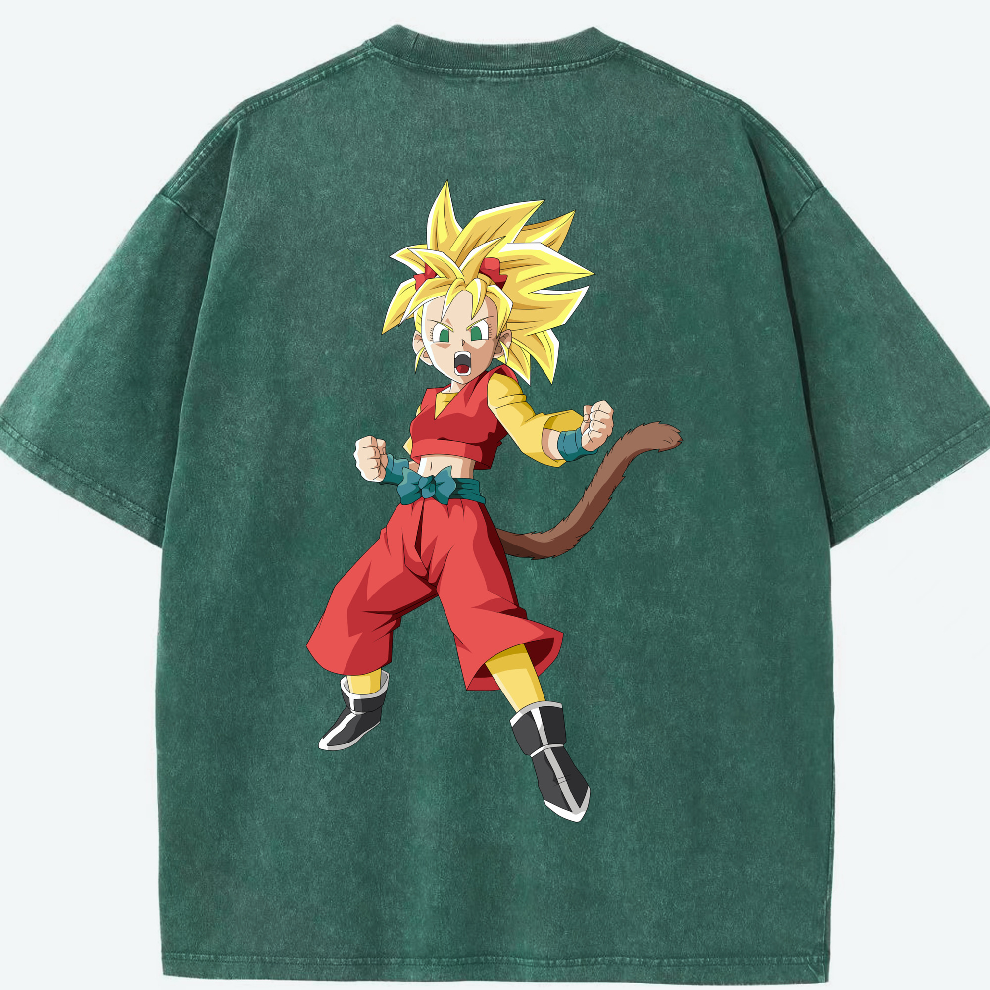 （画像用） ドラゴンボール カリフラ DRAGON BALL Caulifla 綿100% ヴィンテージ風 半袖Tシャツ（背面プリント）